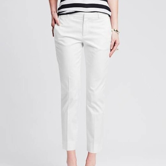 Banana Republic White Chino Avalon Pant 8 - Picture 1 of 7